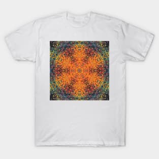 Digital Mandala Orange Blue and Yellow T-Shirt